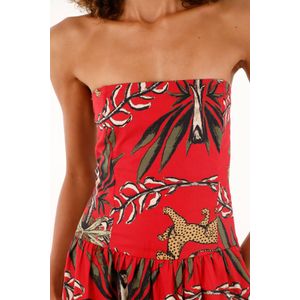 Vestido largo con estampado de tigres y palmeras para mujer