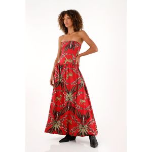 Vestido largo con estampado de tigres y palmeras para mujer