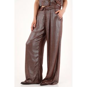 Pantalón Wide Leg efecto metalizado para mujer