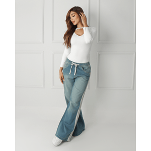Pantalón corto de silueta amplia en índigo rígido-714042