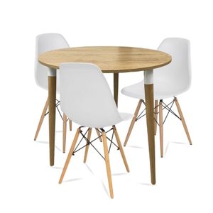 COMEDOR LIZZ REDONDO 3 PUESTOS CON SILLAS EAMES BLANCO