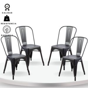 Silla turca negro set x 4