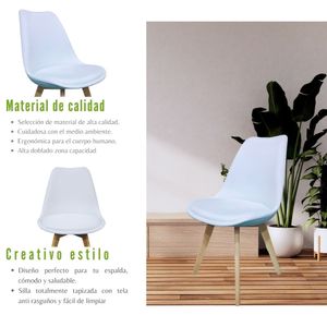 Silla de comedor milano premium tapizada blanca