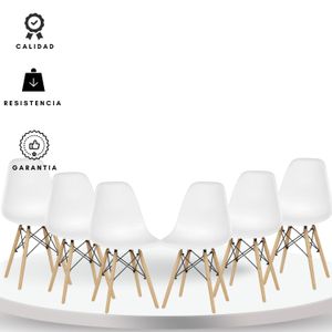 Set X 6 Sillas Eames Adulto Blanco Ekonomodo