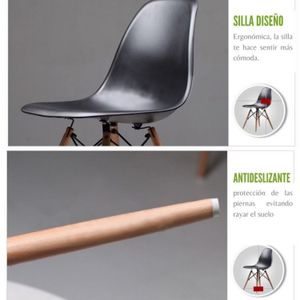 Set x 4 Sillas eames adulto negro