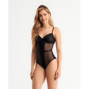 Body Escote Triangular con Transparencias  Cargaderas fijas y graduables Negro ST Even 49388