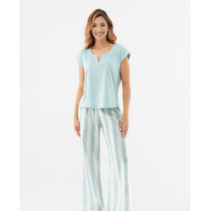 Pijama Camiseta Semiajustada Cuello en V Verde Mar ST Even 18538