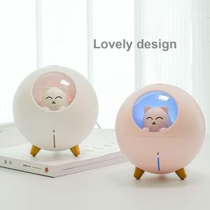 Humidificador Gato Aromaterapia Led 7 Colores Rosa