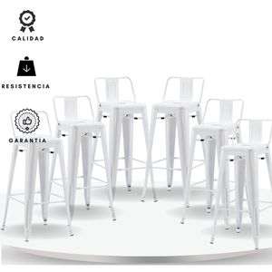 Set X 6 Silla De Bar True Con Espaldar  Blanca Ekonomodo