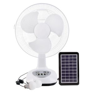 Ventilador solar con LED 2 velocidades USB recargable