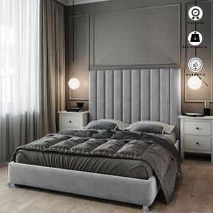 Combo Cama Cabecero Doble Natura, Gris perla