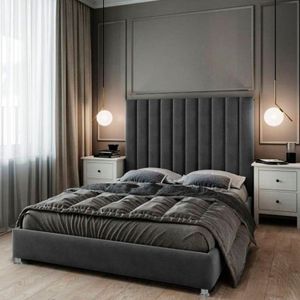 Combo Cama Cabecero Gris plomo King Natura,