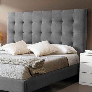 Combo Cama Cabecero Gris perla Queen Luxury,