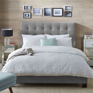 Combo Cama Cabecero Gris perla Queen Luxury,