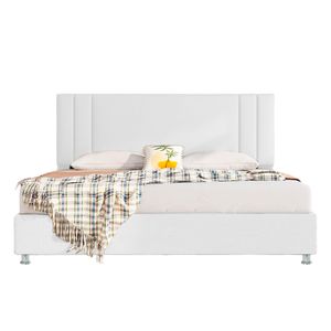 Cama King + espaldar Lupe Blanco + colchon Flexia quarzz
