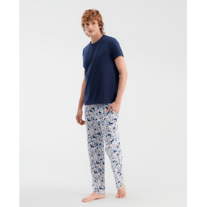 Pijama Hombre Pantalón Navideña Camisa Manga Corta Estampado Azul ST Even 28438