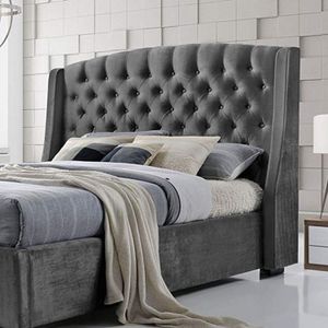 Combo Cama + Cabecero Gris plomo Doble Italia