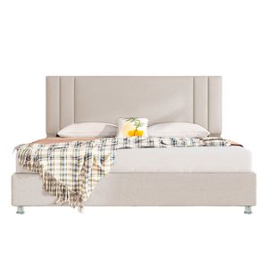 Cama sencilla + espaldar Lupe Beige + colchon Flexia quarzz