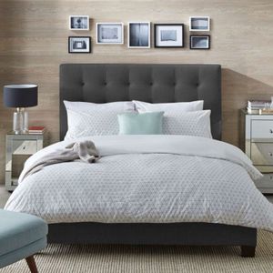 Combo Cama Cabecero Gris plomo King Luxury,