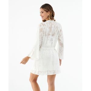Kimono Romantico con Detalles Delicados Marfil ST Even 18495