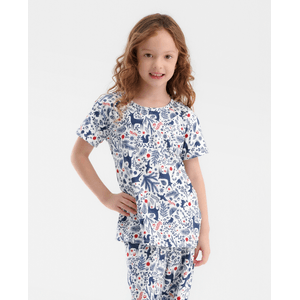 Pijama Infantil Pantalón Navideña Camisa Manga Corta Estampado Azul ST Even 18570