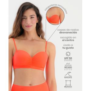 Top De Baño Tipo Strapples Copas De Realce Naranja Electrico ST Even 99670