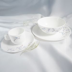 Vajilla en Vitroceramica Luna Round Blanco Lila 16 Piezas
