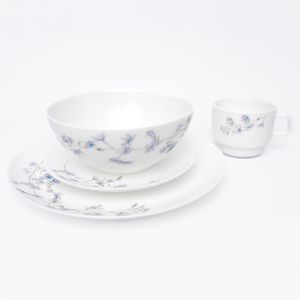 Vajilla en Vitroceramica Luna Round Blanco Lila 16 Piezas