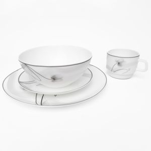 Vajilla en Vitroceramica Luna Round Blanco Negro 16 Piezas