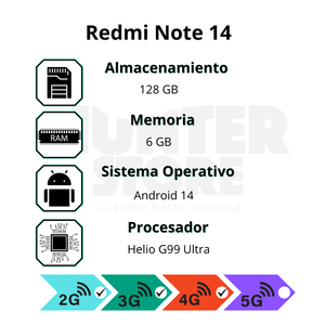 Celular Xiaomi Redmi Note 14 6+128GB Azul Oceano