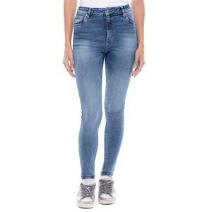 High Waist Skinny Fit Jeans Tono Medio