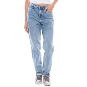 High Waist Straight Fit Jeans Tono Medio