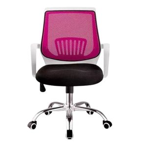 Silla De Oficina Superior Blanca Fucsia