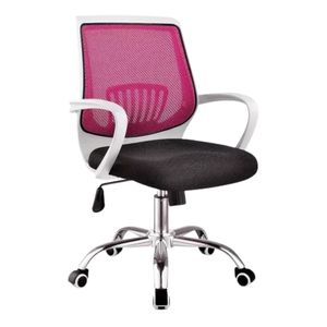 Silla De Oficina Superior Blanca Fucsia
