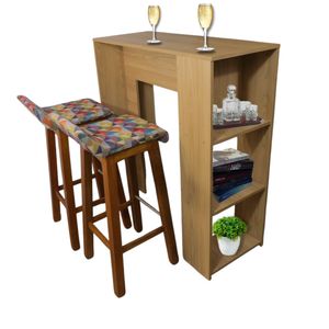 Combo Barra auxiliar de cocina  (100x100x40) + 2 sillas Altas Colors