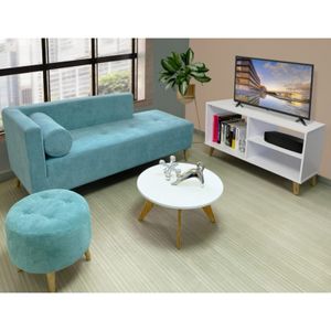 Combo sala Sofá (66x163x64) + Puff Verde Menta + Mesa de Centro + Mesa para TV
