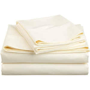 Juego de Sábanas Unicolor Liso en Polialgodón 600 hilos Beige