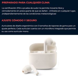 Motorola Moto Buds 065, Auriculares Táctil, Manos Libres Tws BLANCO