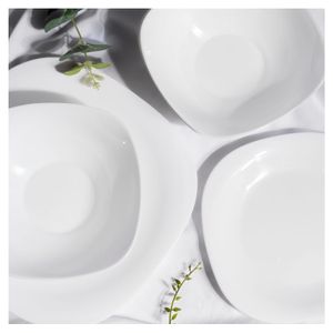 Vajilla Blanca en Opal Quebec Cuadrada 12 Piezas - Essenza