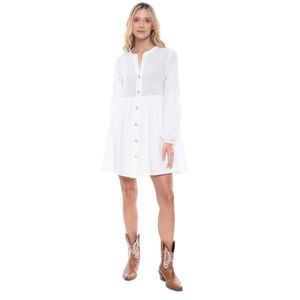 Vestido Corto Manga Larga Con botones Delanteros