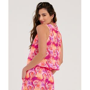 Chaleco de Botones Silueta Amplia Tela Tipo Malla 99627