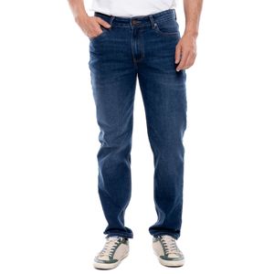Regular Fit Jeans Tono Oscuro Con Desgastes