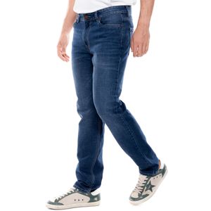 Regular Fit Jeans Tono Oscuro Con Desgastes