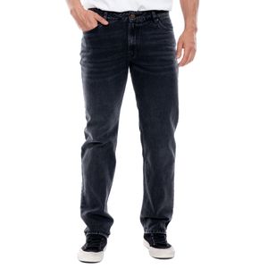 Black Denim Regular Fit Jeans Con Desgastes