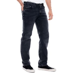 Black Denim Regular Fit Jeans Con Desgastes