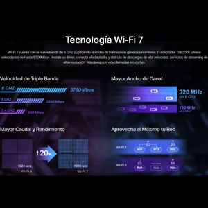 Adaptador Wifi 7 Pcie BE9300 + Bt 5.4 Tp-link Archer TBE550E