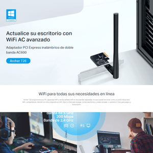 Tarjeta De Red Pci-e Wifi Dualband Ac600 Tp-link Archer T2e