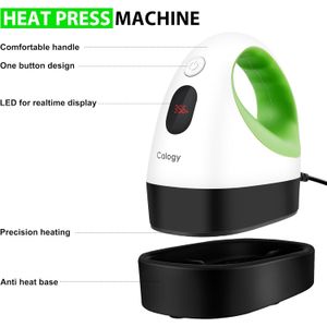Calogy Mini Prensa De Calor De Calor Color Blanco-Verde 110v