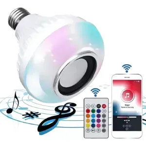 Bombillo Parlante 12w Bluetooth Luces Led Rgb + Control Color Blanco 110V