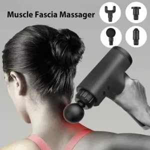 Masajeador Muscular Facial Gun Kh-320 Vibratorio 4 Cabeza Color Plateado/negro 220v